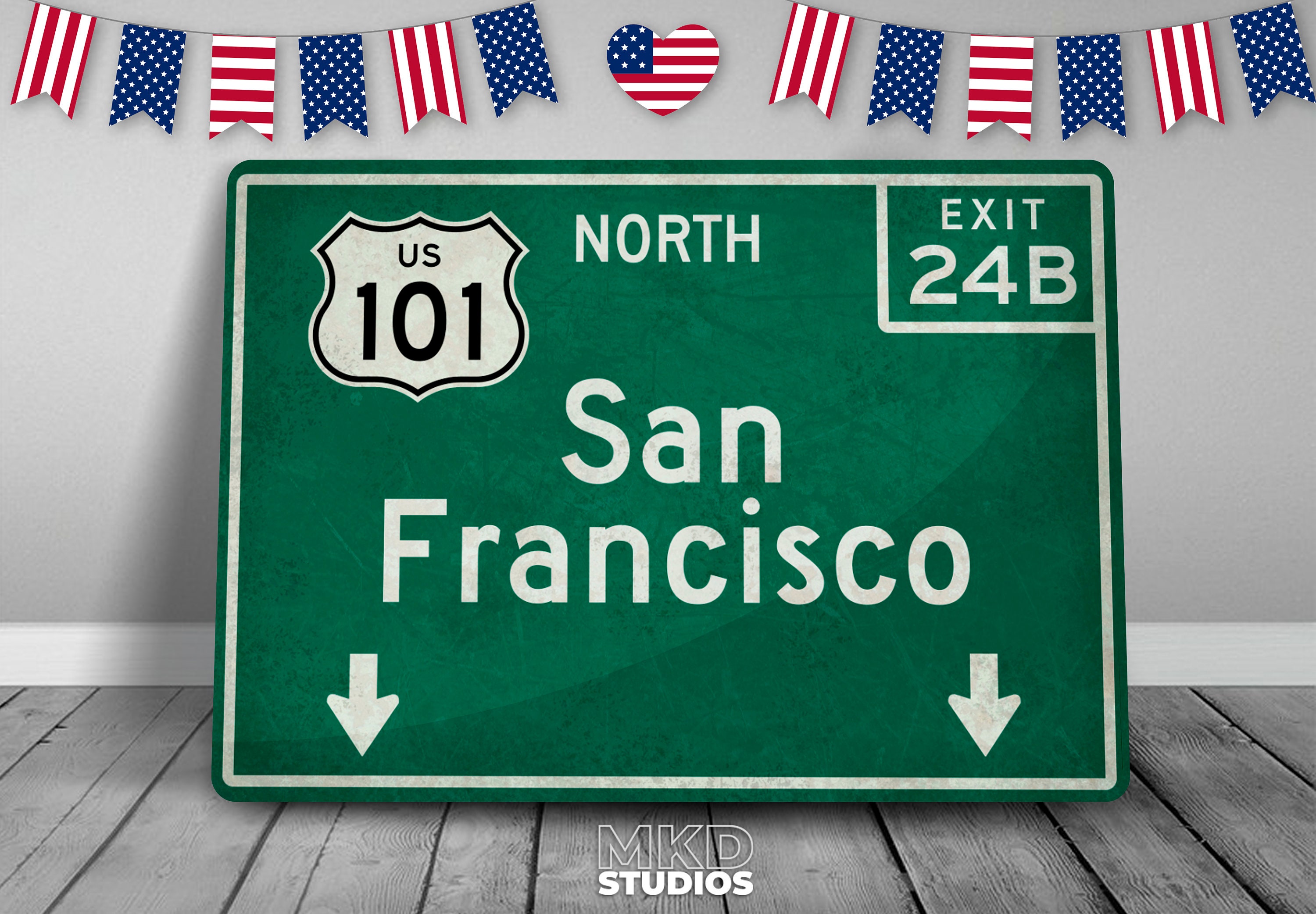 サンフランシスコ、US 101 ハイウェイ - 米国の道路標識、街路標識