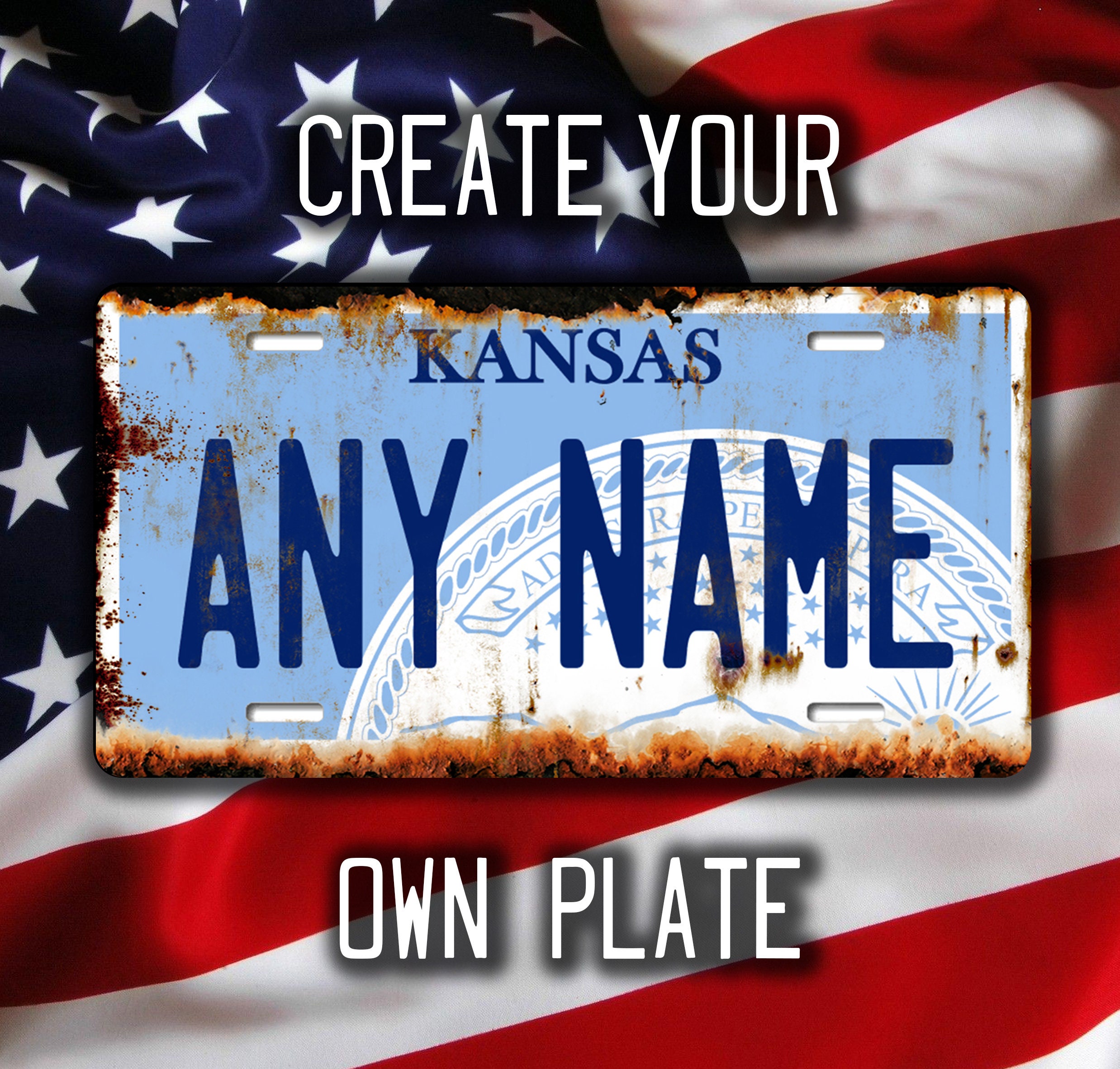 Kansas USA Custom Metal License Plate Americana US States Etsy