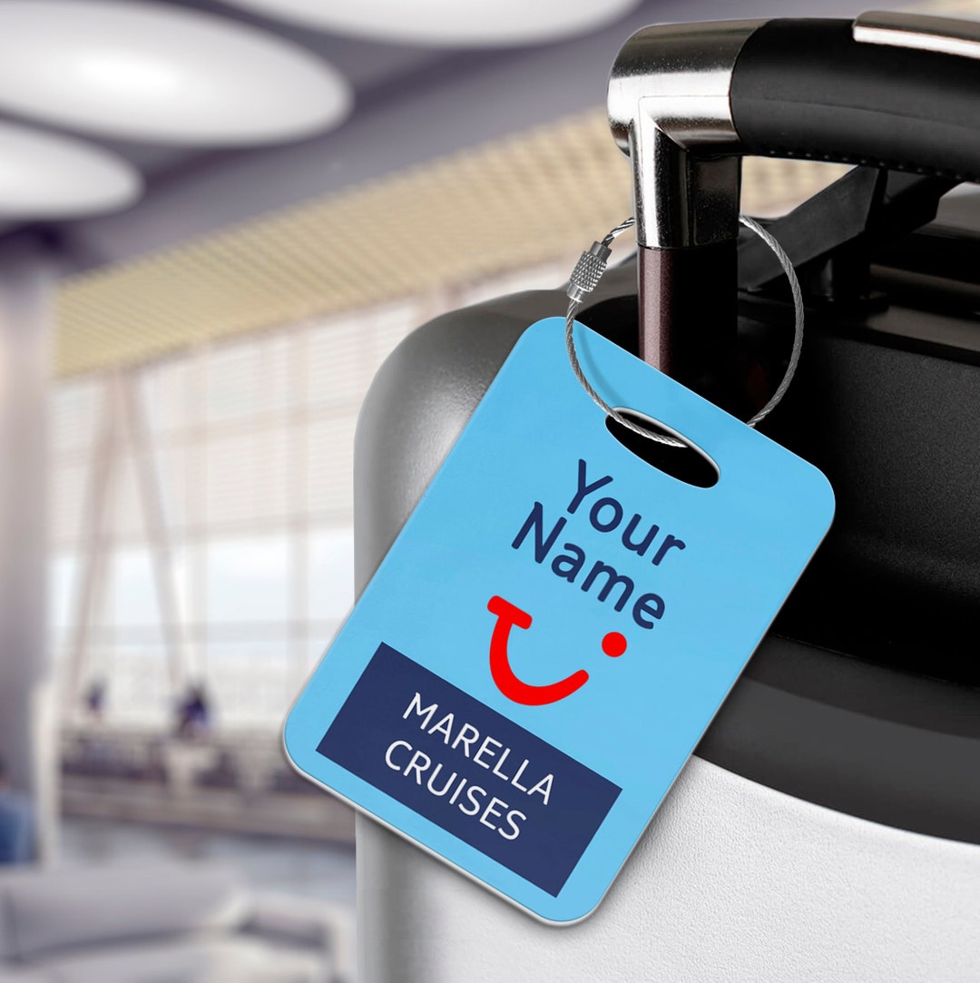 cruise luggage tags nearby