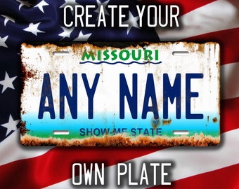 Missouri - USA Custom Metall-Kennzeichen, Americana, US-Bundesstaaten, Handarbeit in Großbritannien - Personalisiert/Personalisiert