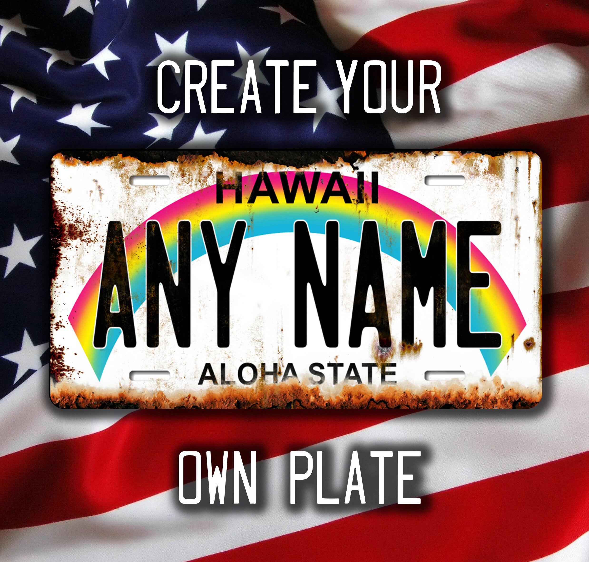 Hawaii USA Custom Metal License Plate Americana US States Etsy