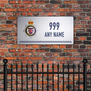 Personalised Avon and Somerset Police Brushed Metal Sign – Custom Name & Collar Number | Crest Plaque | Police Gift or Display