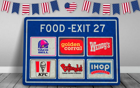 Highway Service Station Sign, Food, Restaurant, Wendy's, KFC Highway Service Station Sign, Food, Restaurant, Wendy's, KFC