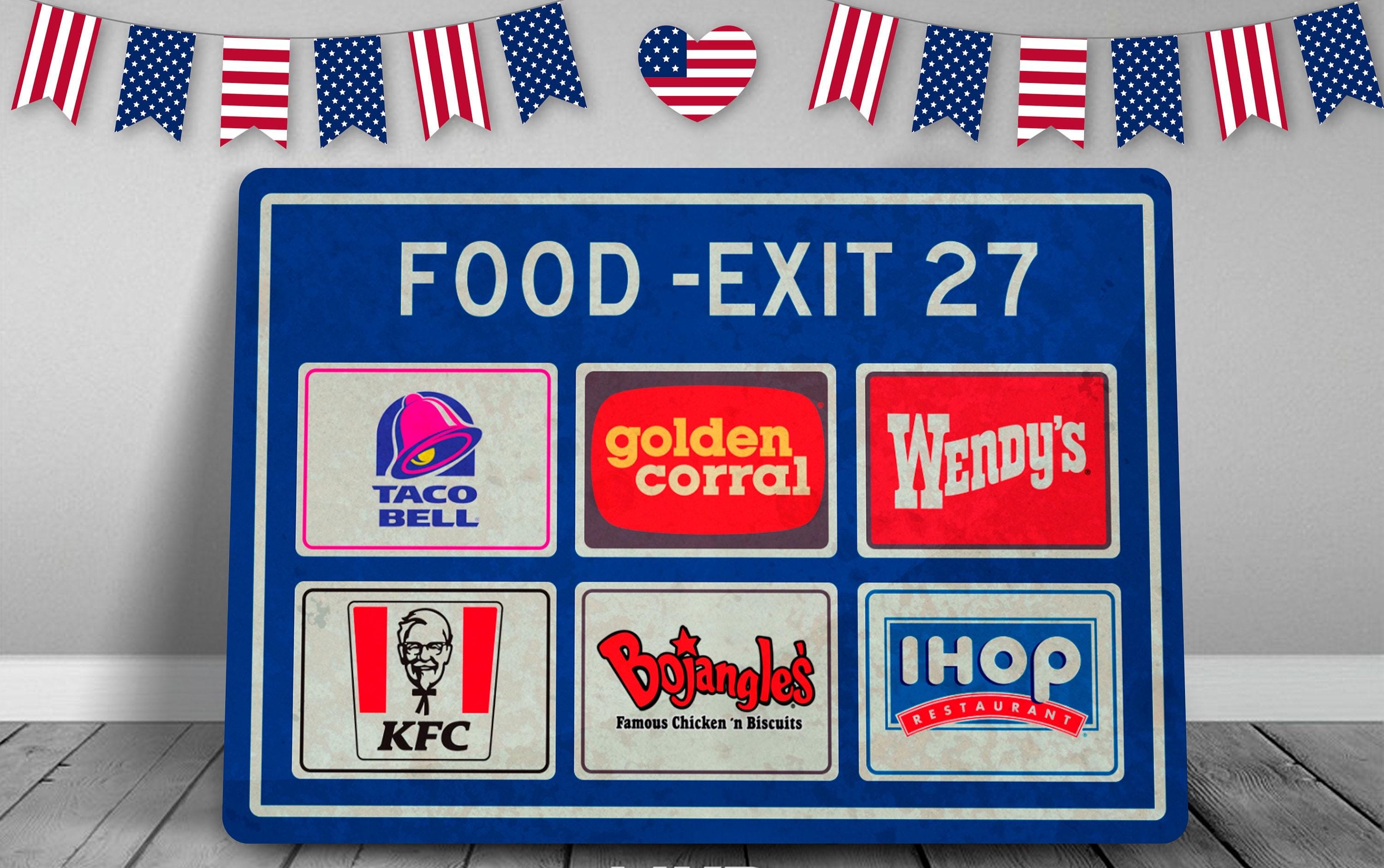 Highway Service Station Sign, Food, Restaurant, Wendy's, KFC Highway Service Station Sign, Food, Restaurant, Wendy's, KFC