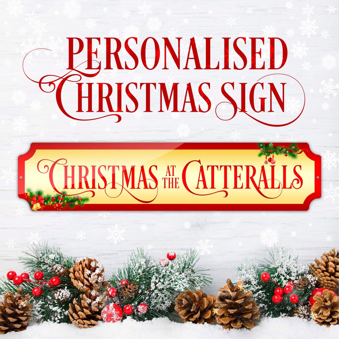 Christmas Signe Personalised Metal Christmas Sign - Customised Traditional Christmas ...