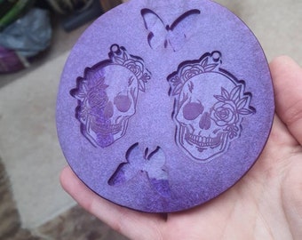 2 inch Rose Skull Earrings Silicone Mould