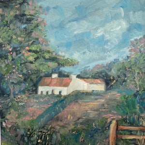 Oil Painting Country Cottage Donegal Irish Landscape Art (30x30cm)