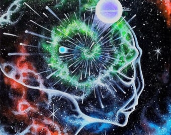 Original painting ( acrylic on canvas, black light reactive) titled- "Self Portrait"