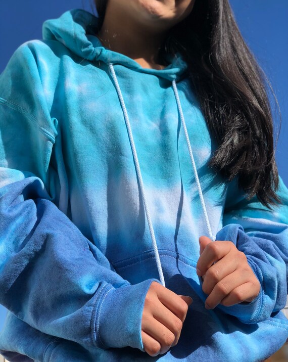 Tie Dye Hoodie Sweatshirt Esmerald Blue Purple Indigo Bestseller Gift unisex