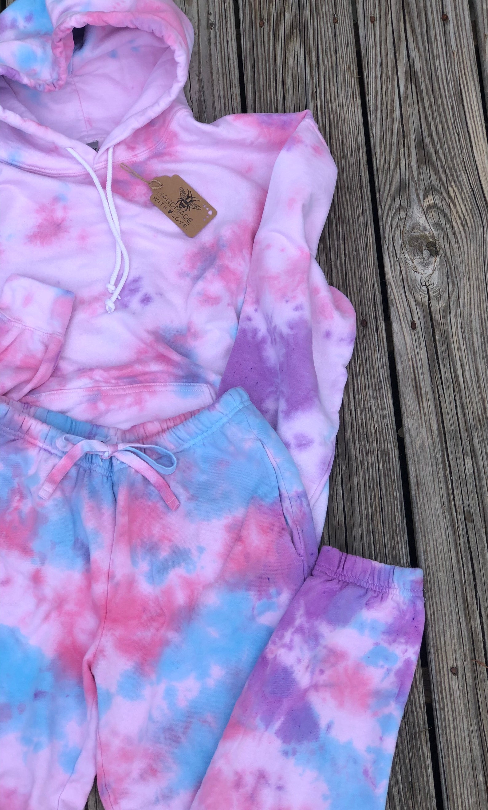 Tie Dye Matching Sweatsuit Set/ Cotton Candy/Hoodie | Etsy