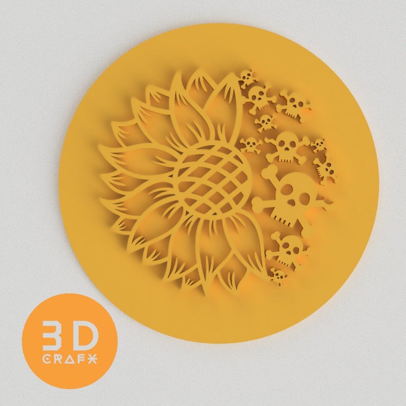 Sunflower and skulls (Style 231) Cookie Fondant Stamp and Emboss Sunflower and skulls (Style 231) Cookie Fondant Stamp and Emboss