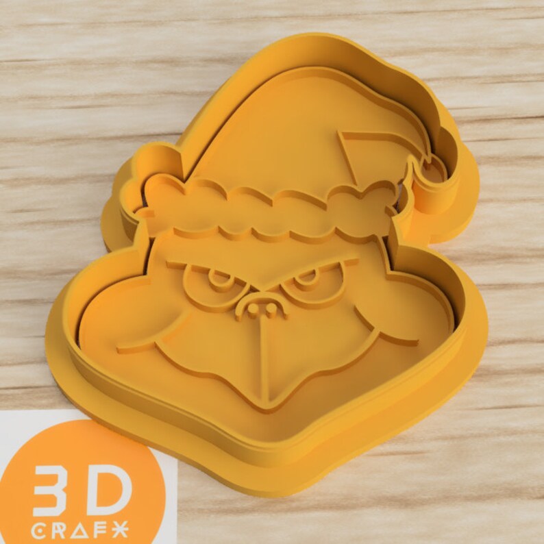 Grinch Fondant Cookie Cutter Stamp and Embosser style 1 in | Etsy