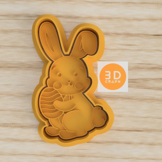 Easter Little Bunny Holding Egg Cookie Cutter And Stamp Etsy Canada