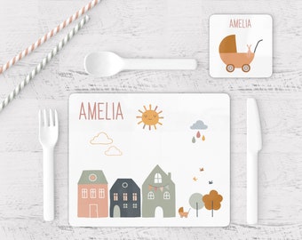 Personalised Children's Placemat and Coaster Set, Personalised Gift for Kids, Boy and Girl Gifts
