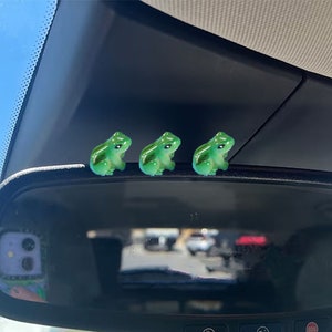 4Pc Frog Figurine Car Decor, Mini Frog Car Rearview Mirror Decor, Funny Frog Car Dashboard Charms, Car Accessories, Frog Car Ornament, Gift