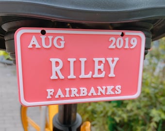 Nummernschild für Kinder-LKW, 3D-gedrucktes Schild, Kinder-Fahrrad-Namensschilder, Plattenabdeckungen für Autos, Warenkorb-Nummernschild, Personalisieren von Kinderfahrrädern