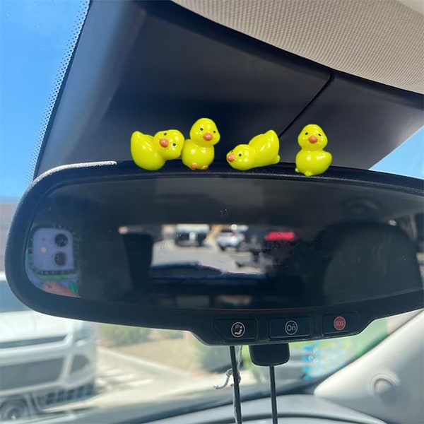 4Pc Yellow Duck Baby Car Decor, Mini Duck Car Ornament, Cute Little Duck Figurine Car Charms, Duck Car Dashboard Decor, Car Accessories,Gift