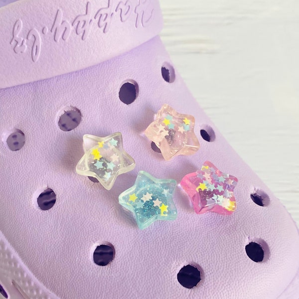 Bling Star Shoe Charms, Shinny Star Croc Charms, Colorful Star Shoes Buckles, Girly Croc Charm, 3D Star Resin Shoe Decor,Popular Shoes Charm