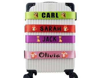 Custom Cartoon Name Luggage Strap, Personalized Bag Strap For Travel, 11 Colors Luggage Belt, 180 x 5CM Suitcase Strap With Your Logo/Text