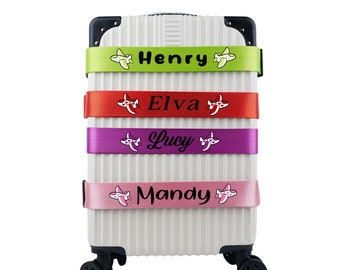 Cute Deisgn Luggage Strap, Custom Name Luggage Belt, Keep Your Suitcase Secure, Personalized Bag Strap For Travel, Name With Airplane Strap