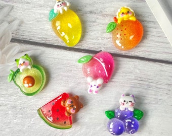 Bling Fruits Fridge Magnet, Cute Cartoon Fruits Refrigerator Magnet, 3D Resin Fruits Fridge Ornament, Kitchen Decoration, Housewarming Gift