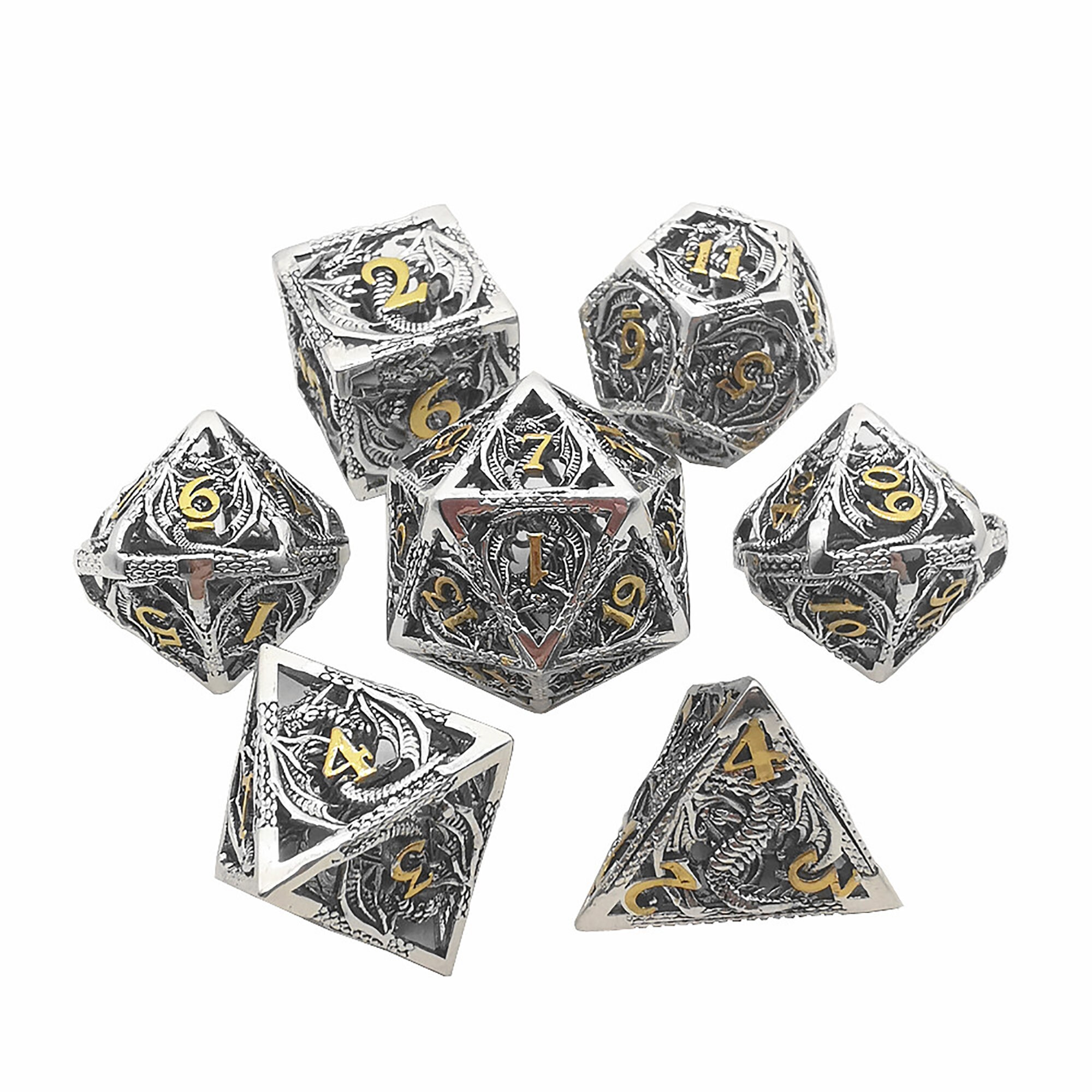 Retro Silver Hollow Metal Dice Set Vintage Dungeons & Dragons Etsy