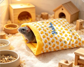 Custom Small Pet SleepPouch, Warm Cozy Snuggle Sack for Hamster, Soft Plush Hanging Bed, Pig Sugar Glider Cage Bed, Soft Burrow Bed