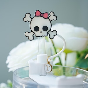 Bowknot Skull Straw Topper, 3D Printed Straw Charm, Straw Topper Charm for Cups, Water Drink Topper, Straw Cover Toppers, Cup Accessory