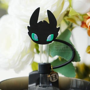Black Dragon Straw Topper, 3D Printed Straw Toppers, Straw Tip Covers Caps, Straw Decoration, Straw Cover for Tumbler, Straw Charm Accessory