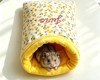 Embroidered Pet Sleep Pouch, Snuggle Sack for Hamster , Cage Hideout Bed,  Warm Hedgehog Pouch, Burrow Pouch, Chinchilla Sugar Glider