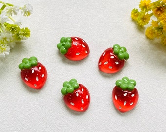 5PCS Clear Red Strawberry Magnets for Kitchen/Office, Fruit Fridge Magnets Set, Housewarming Gift
