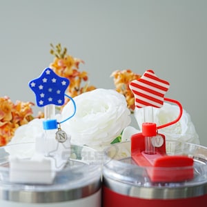 4th Of July Star Straw Topper, Fits 10mm Straw, Straw Cover, American Flag Cup Straw Charms, Tumbler Accessories, Straw Dust Cover