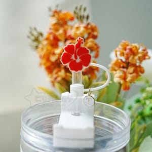 Tampa de palha com flores de cerejeira, acessórios para copo, capa à prova de poeira, tampa de palha de 10 mm, pingente de palha, acessórios florais para resort no dia das mães