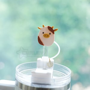 Cow Print Straw Topper, Tumbler Bottle Straw Covers, Straw Cap for Tumbler, Cow Lovers, Letter Charm Straw Accessories, Birthday Gifts