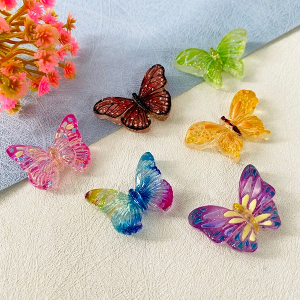 6 pcs/ensemble aimants de réfrigérateur papillon colorés, aimant de réfrigérateur papillon bling, joli tableau d'affichage aimanté, aimant de réfrigérateur thème papillon