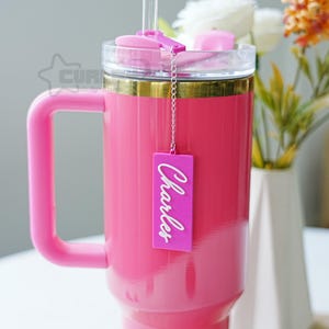 Personalized Name Tumbler Charm, Topper Dangle Charm, Custom Tumbler Jewelry, Straw Charm Topper, Handle Charms for Water Cup