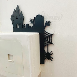 Light Switch Topper, Halloween Castle Corner Decor, 3D Printed Halloween Silhouette, Holiday Decorations, Black Spider Wall Decor