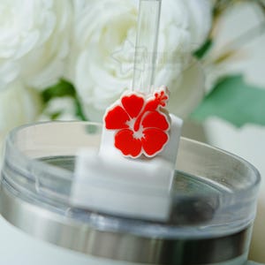 Cherry Spring Flower Straw Charm, 3D Printed Straw Topper, Springtime Straw Straw Cover, Straw Cap for Tumbler, Floral Dust Cover