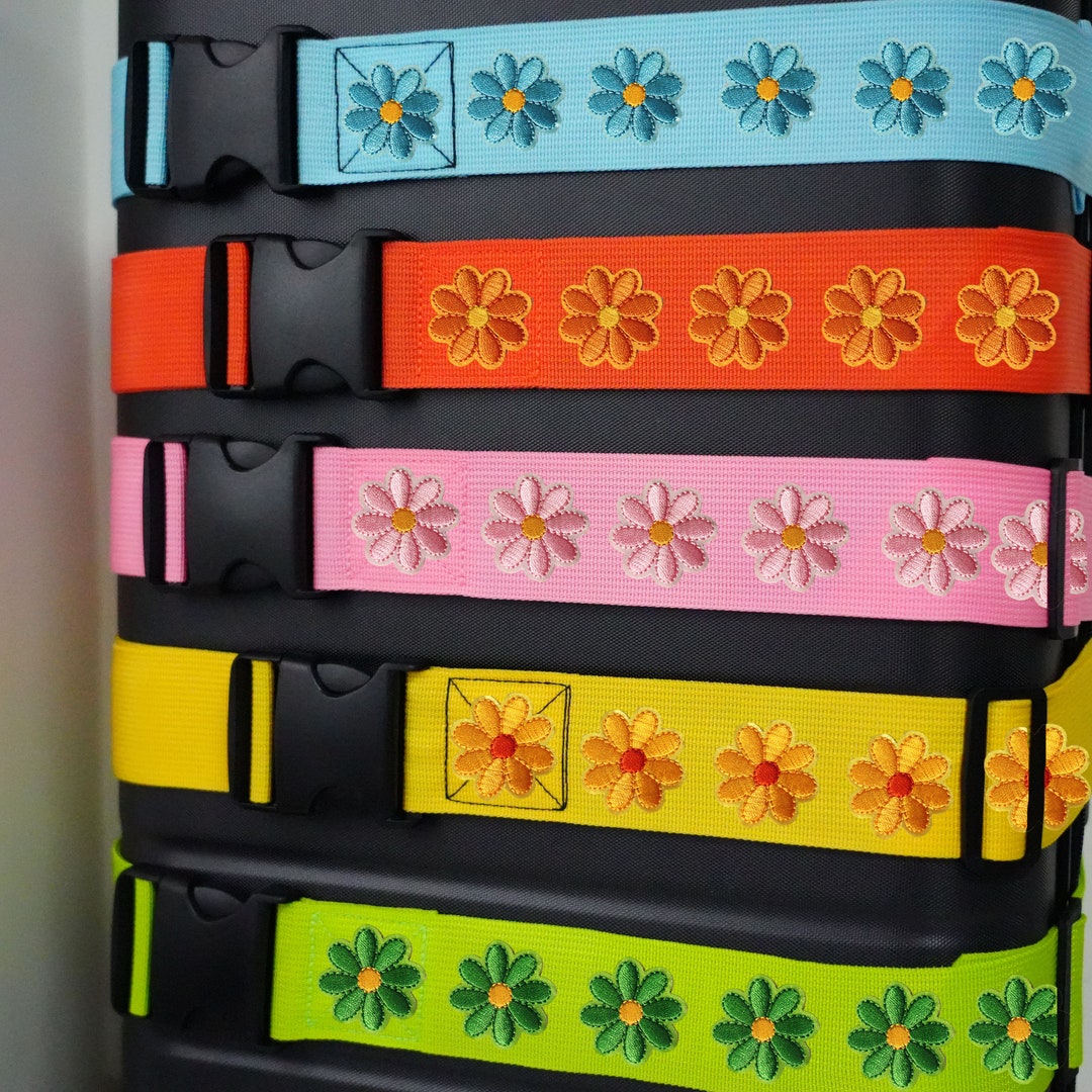 Flower Embroidered Luggage Strap, Colored Floral Luggage Strap, Womens