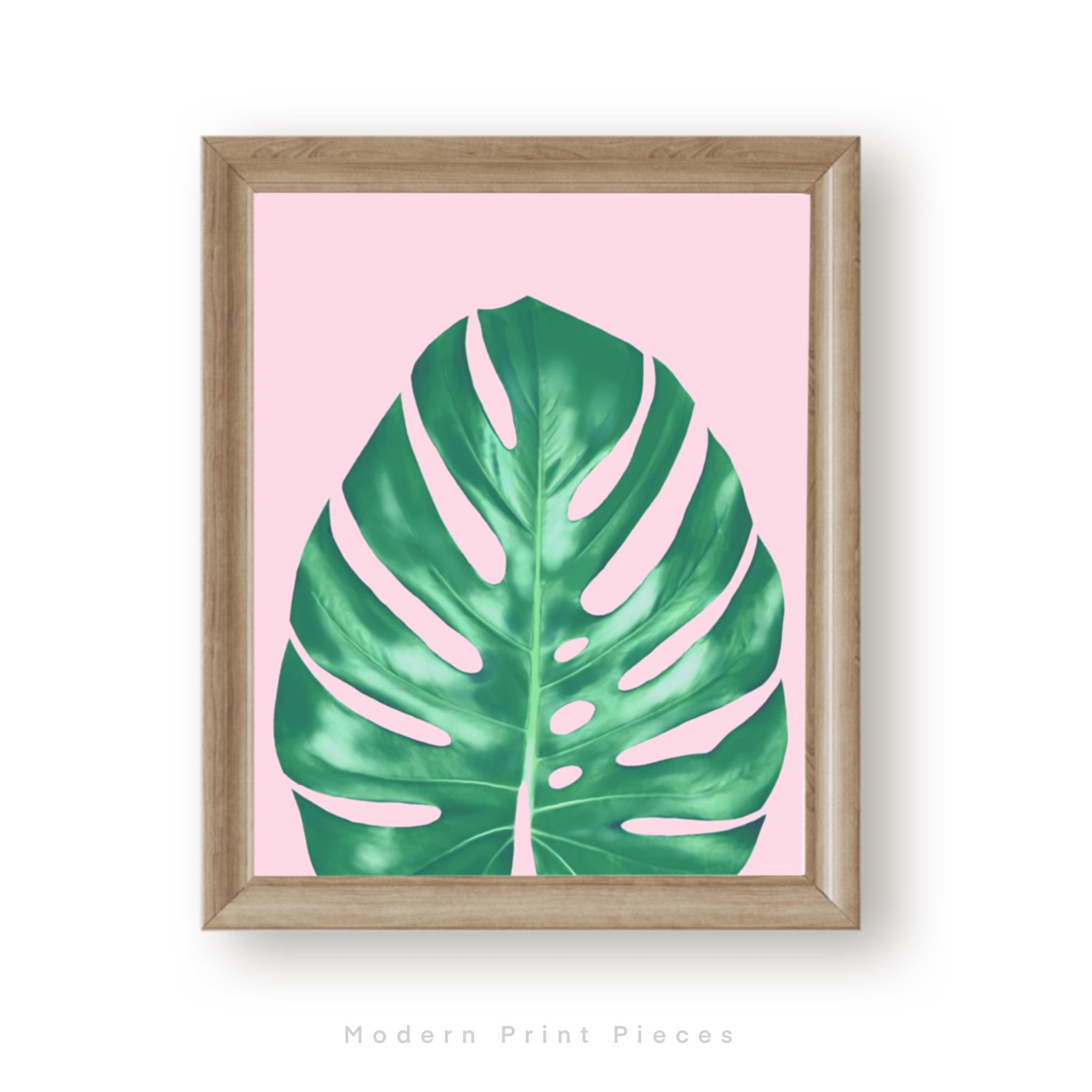 Set of 2 Tropical Prints Botanical Painting Green and Pink | Etsy