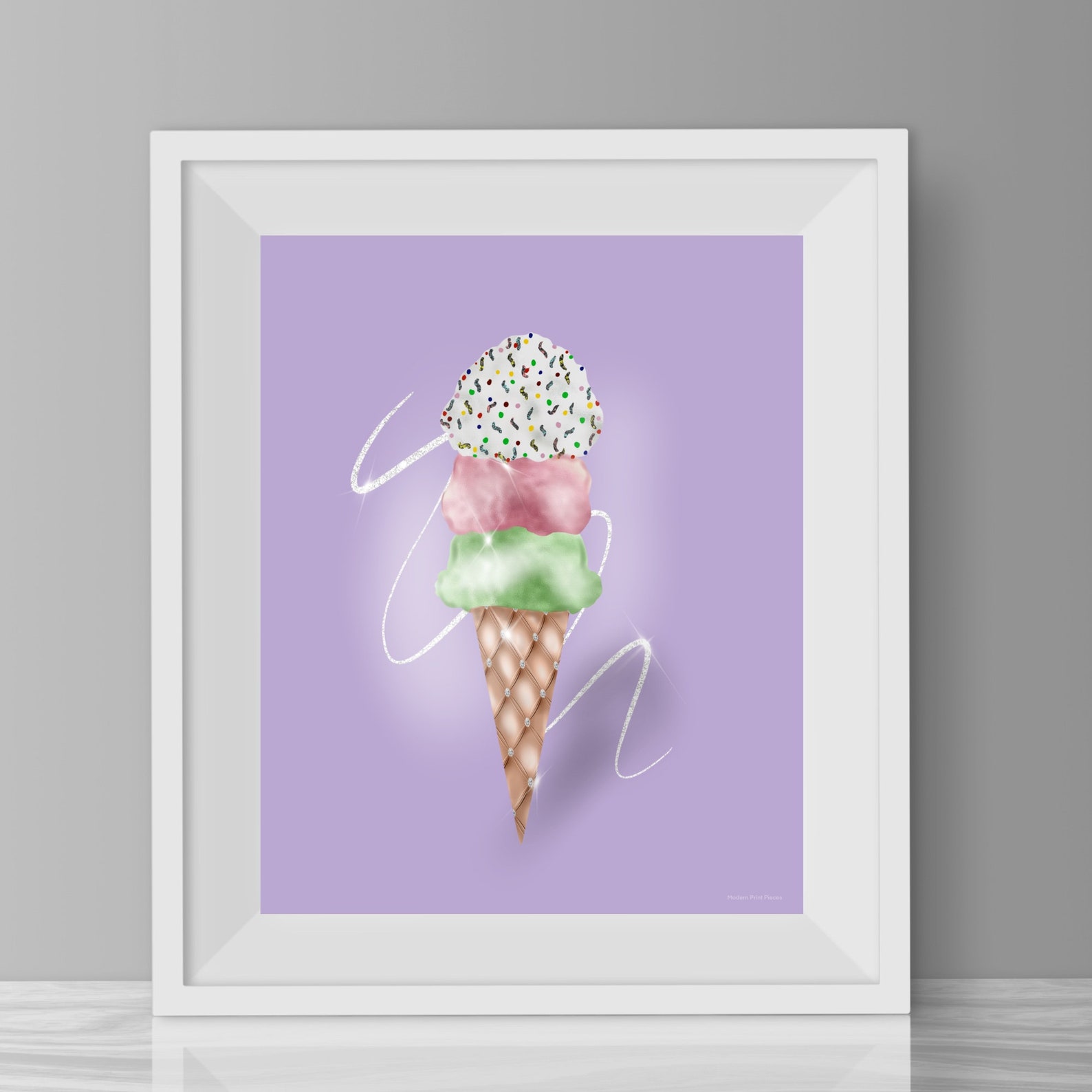 Ice Cream Wall Decor Printable Glam Art Dessert Art Ice Etsy