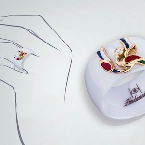 ARMENIAN PERSONALIZED JEWELRY - Gold plated, Sterling Silver Name Letter on Ceramic Ring, silver 925