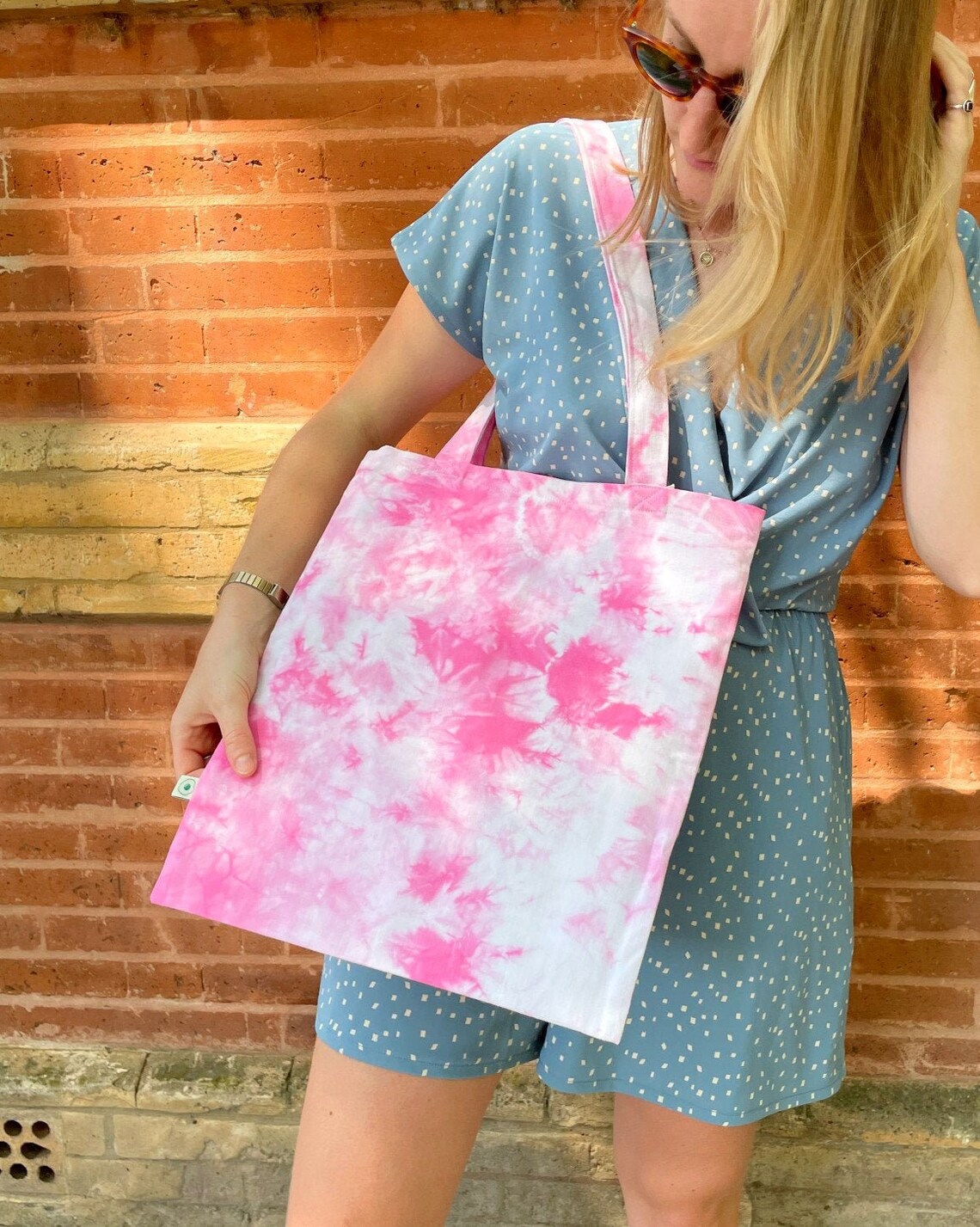 Pink Tie & Dye Tote Bag Hand Dyed Shoulder Bag Cotton Etsy