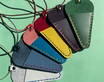 Hand-stitched Leather Scissor Holder – Custom Slim Sewing Pouch for Crafters - Made to Order