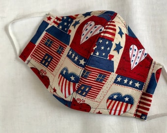 USA Hearts Face Masks, Nose wire | Quality | Reusable | GO VOTE!