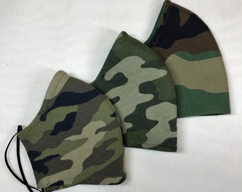 Camouflage Face Mask and Nose Wire | Quality | Reusable | Cotton | Camo | Army |