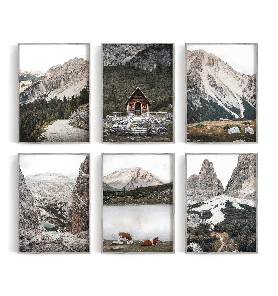 Mountain Print Mountain Wall Art Set of 6 Prints Landscape Etsy