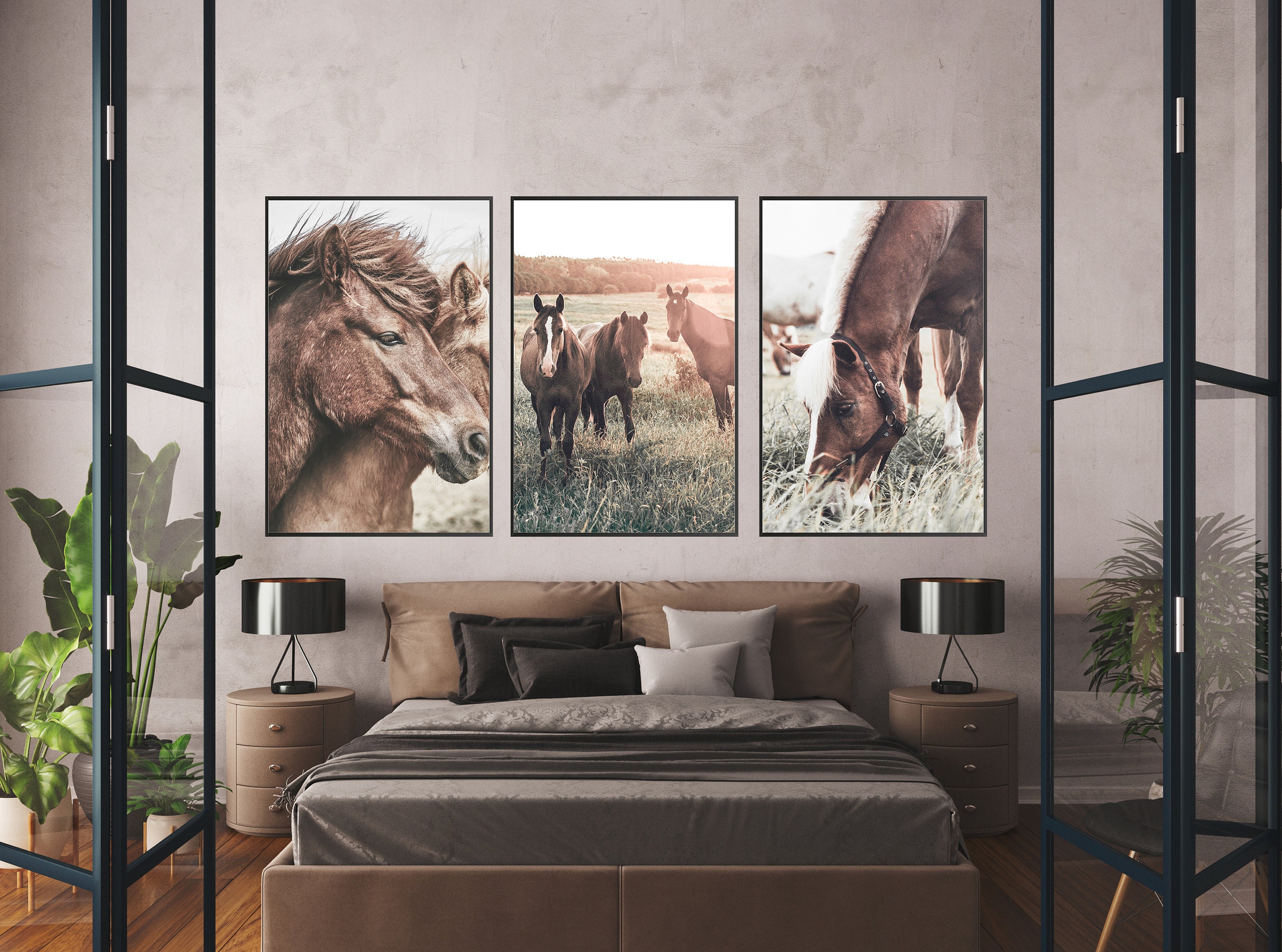 Horse Wall ARt Horse Print Set of 3 Prints Animal Print Etsy