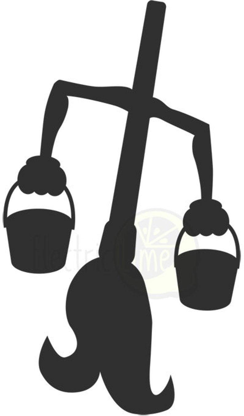 Walking Mop With Buckets Silhouette Etsy