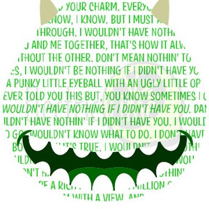 Monster Dual Silhouettes with Song Lyric Svg Digital Download